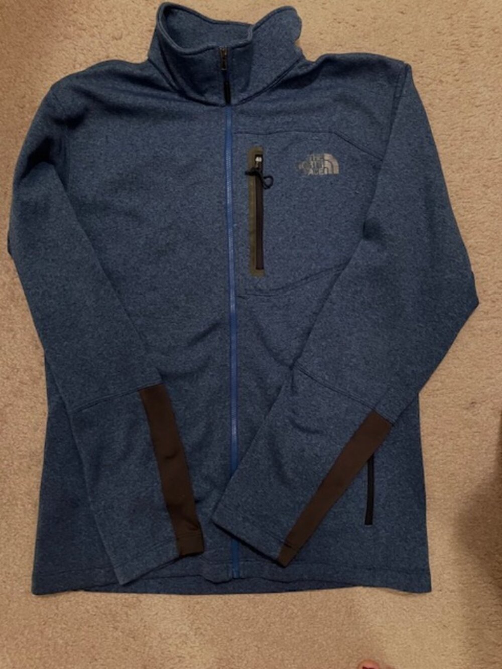 The North Face Men's Blue and Black Zip-Up Jacket Size Medium Fair